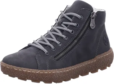 Immagine prodotto di Rieker donna stivaletto suola con profilo borchiato zip calda N1020, misura:39 EU, colore:Grigio