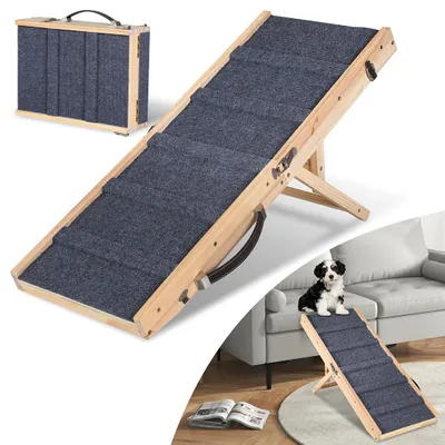 Produktbild von Ikodm Hunderampe Hundetreppe Klappbar aus Holz Auto Einstiegshilfe Tiertreppe Tierrampe Autorampe Haustiertreppe