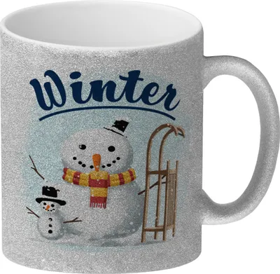 Produktbild von Winter Schneemann Glitzer-Kaffeebecher