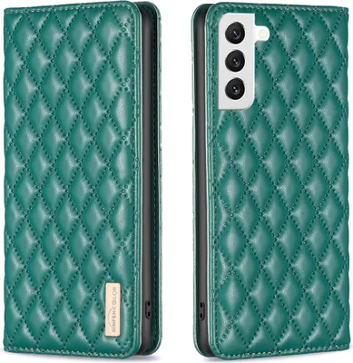 Produktbild von Galaxy S22 5G Hülle, Elegant Bookstyle Flip Leder Kartenfächer Schutzhülle mit Ständer für Samsung Galaxy S22 5G Grün
