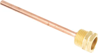 Produktbild von tecuro Tauchhülse G 1/2 Zoll, Länge 150 mm x Ø 7,0 mm, Messinggewinde mit angelöteter Küpferhülse