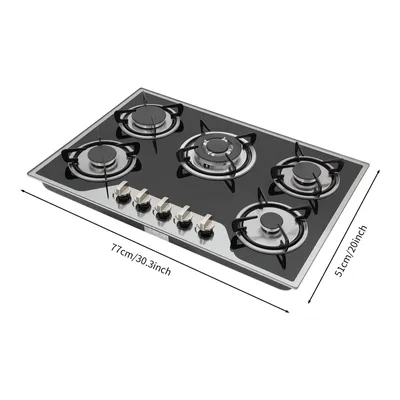 Obrázek produktu pro 30.3" plynový sporák Plynová varná deska s 5 plameny, vestavěná, plyn LPG/NG