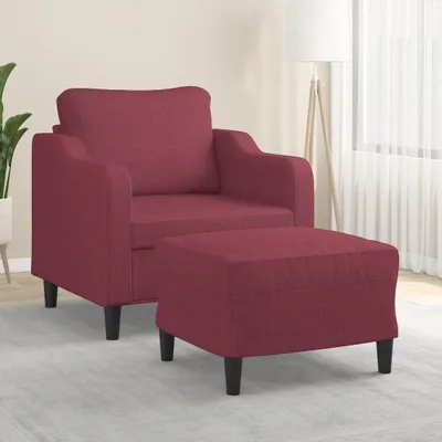 Produktbild von Weinroter Sessel mit Hocker, 60 cm, Stoff, 21.35 kg