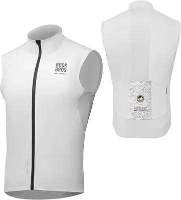 Image de Gilet de cyclisme ROCKBROS Road to Sky pour homme, automne, coupe-vent, sans manches, respirant, blanc, 2XL