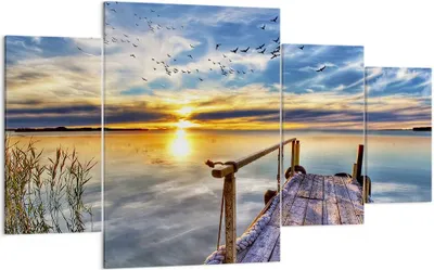 Produktbild von Bild auf Leinwand - Leinwandbild - See Brücke - 160x90cm - Wand Bild - Wanddeko - Wandbilder - Leinwanddruck - Bilder - Kunstdruck - Wanddekoration - Leinwand bilder - Wandkunst - DL160x90-3963