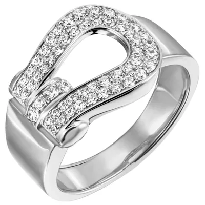 Produktbild von Ring Damenring 12mm breit 55 Zirkonia weiß 925 Silber rhodiniert glänzend Innenumfang 54mm Ø17.2mm