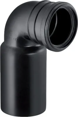 A black pipe fitting on a white background.