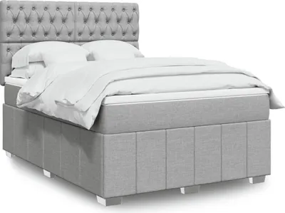 Produktbild von Boxspringbett mit Matratze Hellgrau 140x190 cm Stoff, Klassische Betten 2024 Neu DesignMöbel