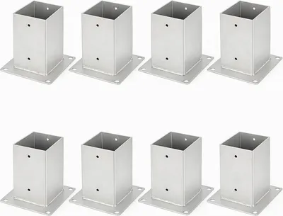 Produktbild von Faziango Aufschraubhülse 90x90 mm Pfostenträger, 8er Set Pfostenschuh für Vierkant- & Holzpfosten, Bodenhülse für Zaun, Carport & Pergola