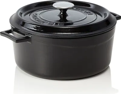 Produktbild von LAVA Kochtopf mit Deckel aus emailliertem Gusseisen Schwarz mit 6,7 Liter