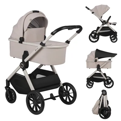 Produktbild von Lionelo Kombikinderwagen Layla 2in1 Babywanne und Buggy bis 22 kg, Babywanne bis 9 kg, 360° Schwenkbare PolyurethanRäder, XXL Verdeck