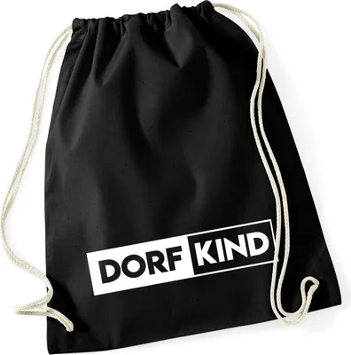 Produktbild von Huuraa Turnbeutel Dorfkind Modern 12 Liter Black Baumwolle Rucksack Geschenkidee