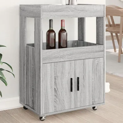 Image de vidaXL Chariot de bar Gris Sonoma 60x39,5x89 cm Bois composite
