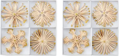 Produktbild von 24 Strohsterne 10 cm Gold Glitzer Christbaumschmuck Anhänger Stroh