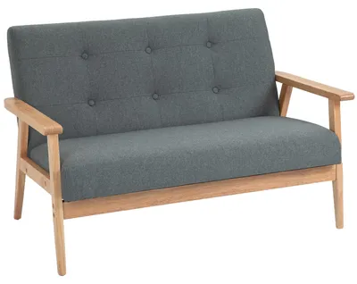Produktbild von HOMCOM 2 Sitzer Sofa Doppelsofa Polsterung Loveseat kompakt Leinen Grau