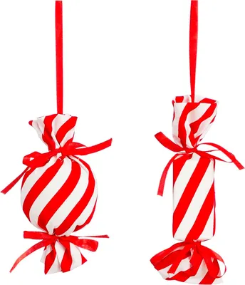 Immagine prodotto di Set di 2 ornamenti: caramelle rosse e bianche 13 cm