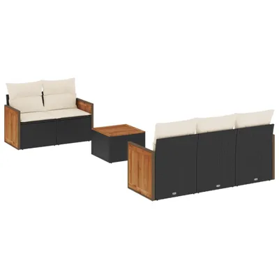 Produktbild von vidaXL 6-tlg. Garten-Sofagarnitur mit Kissen Schwarz Poly Rattan