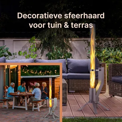 Produktbild von Terrassenheizung mit Pelletbetrieb – Stimmungsvolle Edelstahl-Feuerkorb und Terrassenofen für den Außenbereich