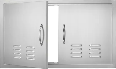 Zdjęcie produktu dla Drzwiczki do grilla VEVOR, 914 x 534 mm, podwójne drzwiczki do kuchni zewnętrznych, podtynkowe drzwiczki ze stali nierdzewnej, pionowe drzwiczki ścienne z uchwytami i otworami wentylacyjnymi, do wyspy grillowej, stacji grillowej, szafki zewnętrznej