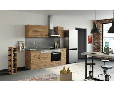Productafbeelding van Held Keukenunit zonder apparatuur, Sorrento, 210 cm, eikenhout, mat, gedemonteerd. Omkeerbaar. Artikelnummer: 1002.6281