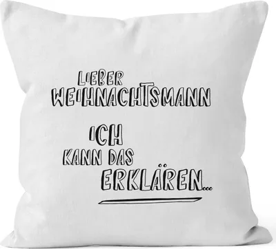 Produktbild von Kissenbezug Weihnachten Lieber Weihnachtsmann Ich kann das erklären Spruch lustig MoonWorks® weiß 40cm x 40cm
