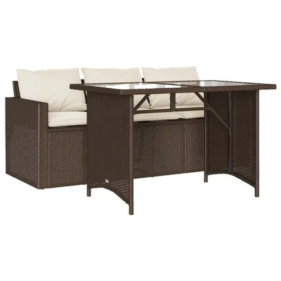 Produktbild von vidaXL 2-tlg. Garten-Essgruppe mit Kissen Braun Poly Rattan