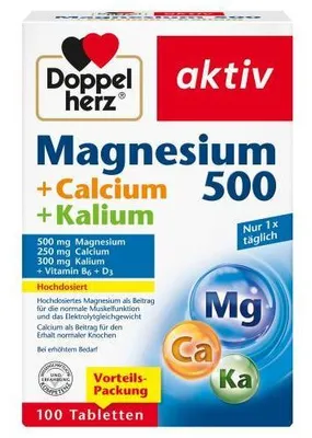 Obrázek produktu pro Doppelherz Magnesium 500+Calcium+Kalium Tablety 100 kapslí