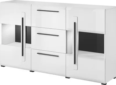 Produktbild von Meublorama HA-TULSA-2497FJ28+LED-2400AO02*3C/91KG, 2 Tür(en), Weiß, Mitteldichte Faserplatte (MDF), 3 Schublade(n), 2 Jahr(e), 390 mm