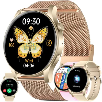 Produktbild von Smartwatch mit Telefonfunktion 1,85 Zoll Damen Herren, Fitness Tracker, Schlafmonitor, Schrittzähler, Armbanduhr, Uhr Android iOS, Sportuhr