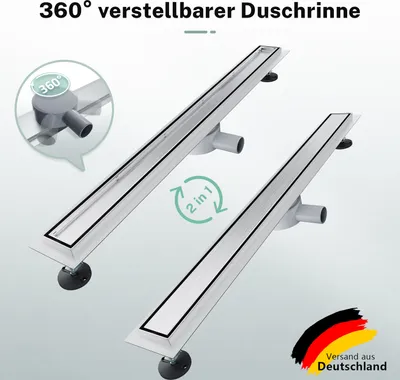 Image de Caniveau de douche 100cm écoulement à 360° Drainage efficace Anti-obstruction et anti-odeur Installation flexible et durable