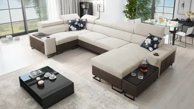 Produktbild von Kaiser Möbel Großes Ecksofa,Schlaffunktion MELODY IV MINI Tauro/Freya Braun/Beige Rechts