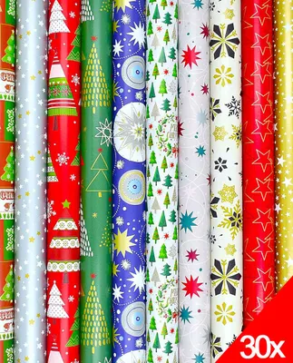 Produktbild von 30 Rollen Geschenkpapier Weihnachten Verpackung Weihnachtsgeschenkpapier Geschenkverpackung Geburtstag Feier Papier Mix 200x70cm