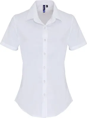 Immagine prodotto di Premier Workwear - Camicia da donna in cotone popeline a maniche corte dal taglio elasticizzato