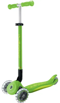 Zdjęcie produktu dla Hulajnoga trójkołowa dla dzieci Globber Plus - Primo Foldable Plus Lights V2 Apple Green Luminous Wheels