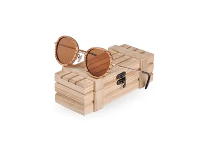 Produktbild von Retro-Sonnenbrille aus Holz, leicht