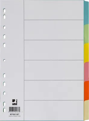 Produktbild von Q-Connect® KF00187 Farbregister - blanko, A4, Manila Karton, 6 Blatt + Deckblatt