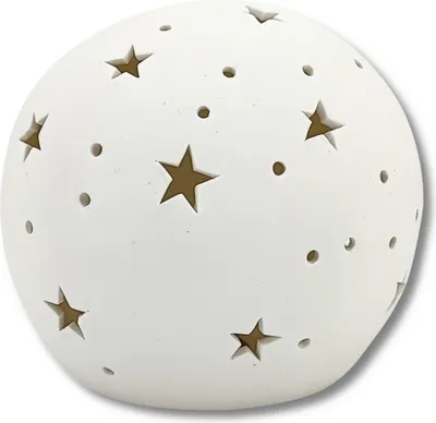 Produktbild von Keramik LED Kugel mit Sternen weiß 12 x 10cm Dekokugel Leuchtkugel Tisch-Deko