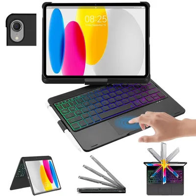 Produktbild von Hülle für A16 11th 10th Generation 2025 11 Zoll 2022 Schwarz 2 Wireless Bluetooth Tastatur
