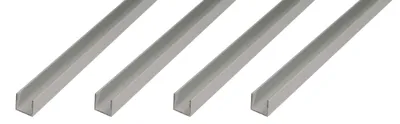 Zdjęcie produktu dla Alberts 4 x profil U, aluminium, 8 x 15 x 8 x 1,5 mm, długość 1 m, anodowane na srebrno