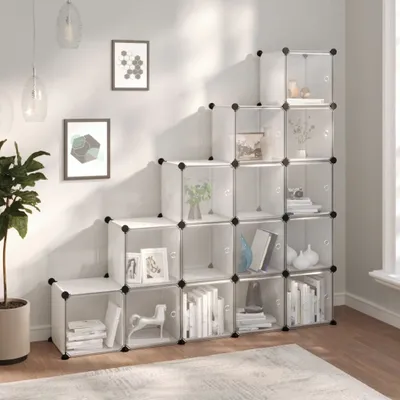 Zdjęcie produktu dla System regałów Living Store z 15 kostkami i drzwiami Przezroczysty PP
