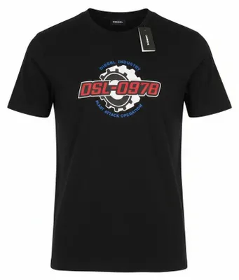 Produktbild von Diesel T-diegos-k21 Herren-T-Shirt, schwarzes Stretch-Tricot-Logo vorne