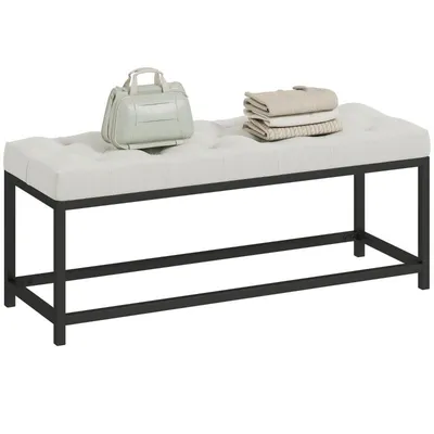 Produktbild von Gepolsterte Bettbank – Schlafzimmerbank – Bettbank – Metallgestell, geeignet für Schlafzimmer und Flur – 117 x 40 x 48 cm – Beige