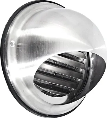 Produktbild von Edelstahl Wetterschutzgitter Ø 100 mm runde Haube feste Lamellen + Insektengitter