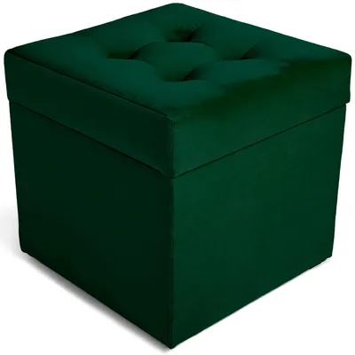 Obrázok produktu pre MG Design, zelený taburet s úložným priestorom, 45x45 cm - objem úložného priestoru 50 litrov, nosnosť do 300 kg, jemný a lesklý povrch, ľahko sa udržiava, vhodný do obývačky a predsiene