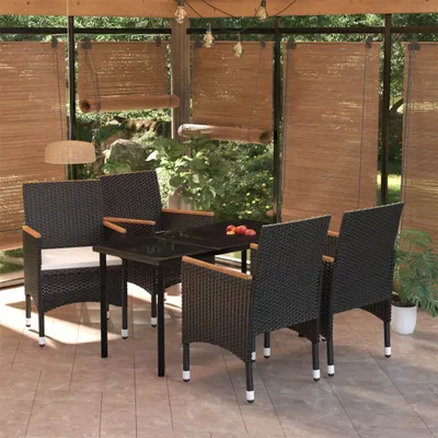 Image de Maison Exclusive - Ensemble de salon de jardin 5 pièces avec coussins, noir