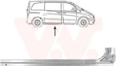 Produktbild von VAN WEZEL 3081110 Schweller Reparaturblech Einstiegblech Rechts Seitlicher Einbau Außen passend für MERCEDES-BENZ VIANO (W639) VITO Bus (W639)