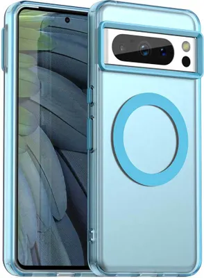Produktbild von Magnetisch Hülle für Google Pixel 8 Pro, Schlank Durchscheinend Matt Stoßfest Handyhülle Blau
