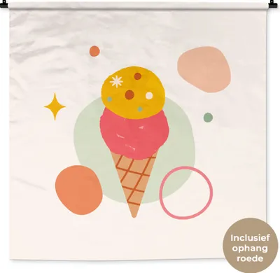 Produktbild von MuchoWow® Wandteppich Wandbehang Eiscreme - Pastell - Sommer 150x150 cm Tapisserie Dekoration Wandtuch - Wohnaccessoires - Modernes