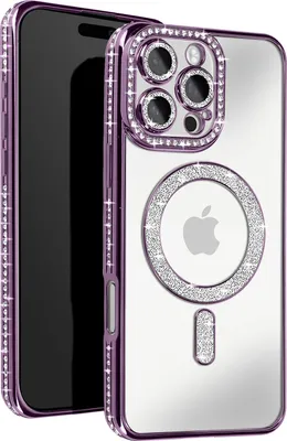 Image de Avizar, coque diamant MagSafe pour iPhone 16 Pro design de luxe, violet