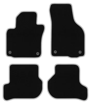 Produktbild von Velours-Fußmatten für Skoda Yeti 2009-2017 (Crossover) – 4-tlg, Schwarz/Silber, passgenau – Wielganizator CARLUX